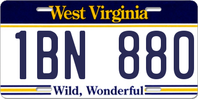 WV license plate 1BN880