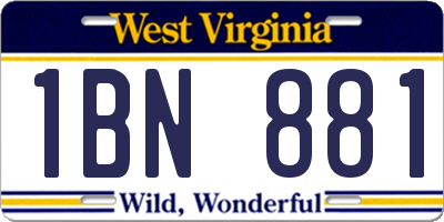 WV license plate 1BN881