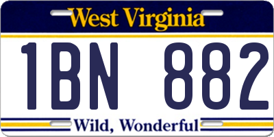 WV license plate 1BN882
