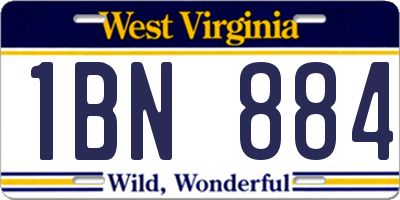 WV license plate 1BN884