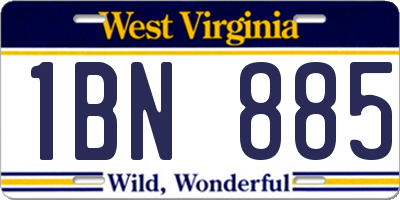 WV license plate 1BN885