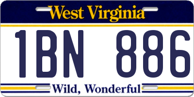 WV license plate 1BN886