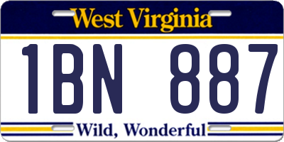 WV license plate 1BN887