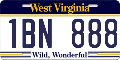 WV license plate 1BN888