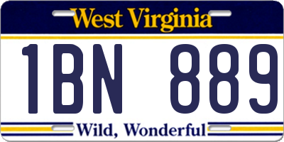 WV license plate 1BN889