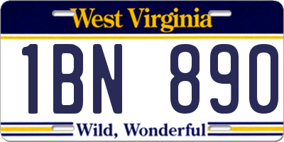 WV license plate 1BN890