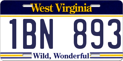 WV license plate 1BN893