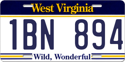 WV license plate 1BN894