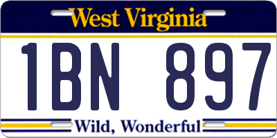 WV license plate 1BN897