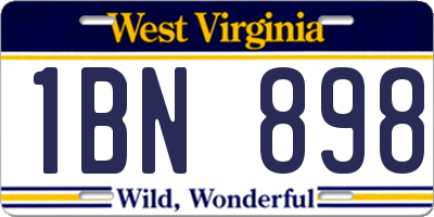 WV license plate 1BN898