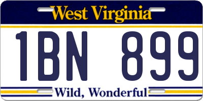 WV license plate 1BN899