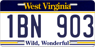 WV license plate 1BN903