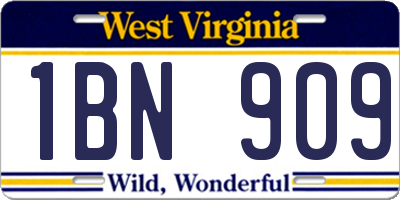 WV license plate 1BN909