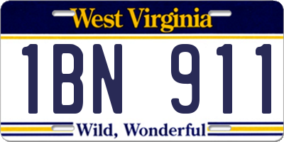 WV license plate 1BN911