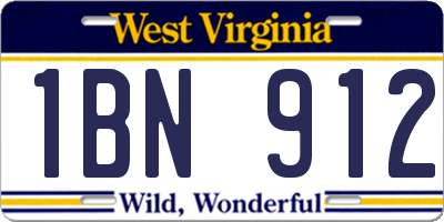 WV license plate 1BN912