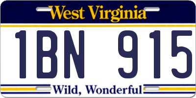 WV license plate 1BN915