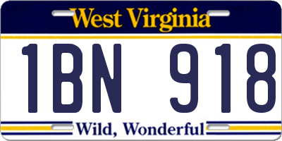 WV license plate 1BN918