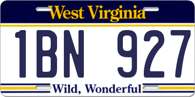 WV license plate 1BN927