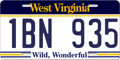 WV license plate 1BN935