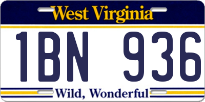 WV license plate 1BN936