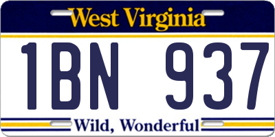 WV license plate 1BN937