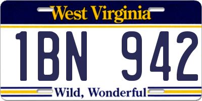 WV license plate 1BN942