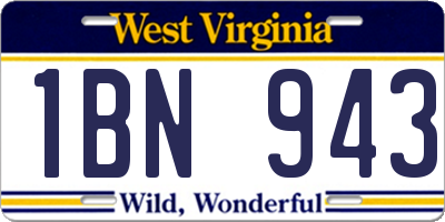 WV license plate 1BN943