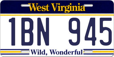 WV license plate 1BN945