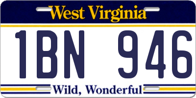WV license plate 1BN946