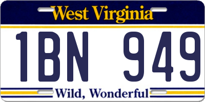 WV license plate 1BN949