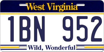 WV license plate 1BN952