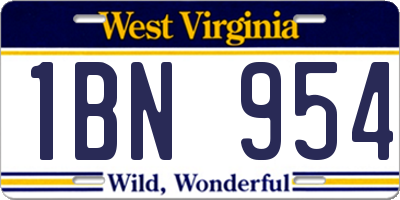 WV license plate 1BN954