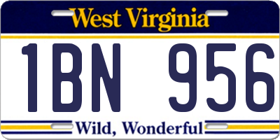 WV license plate 1BN956