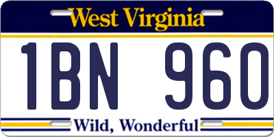 WV license plate 1BN960