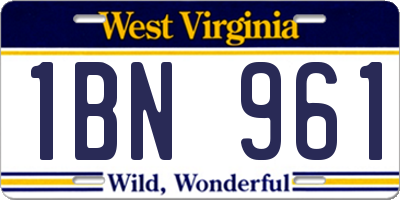 WV license plate 1BN961