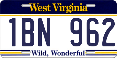 WV license plate 1BN962