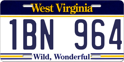 WV license plate 1BN964