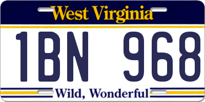 WV license plate 1BN968
