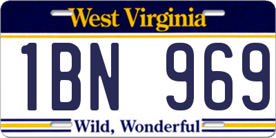 WV license plate 1BN969