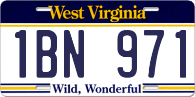 WV license plate 1BN971