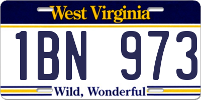 WV license plate 1BN973