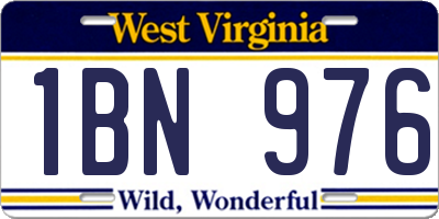 WV license plate 1BN976
