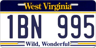 WV license plate 1BN995