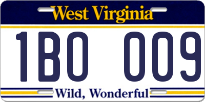 WV license plate 1BO009