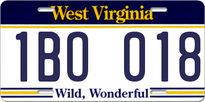WV license plate 1BO018