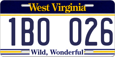WV license plate 1BO026