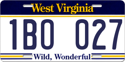WV license plate 1BO027