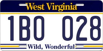 WV license plate 1BO028
