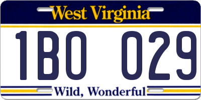 WV license plate 1BO029