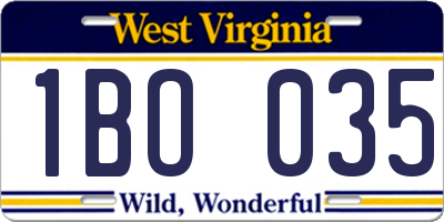 WV license plate 1BO035